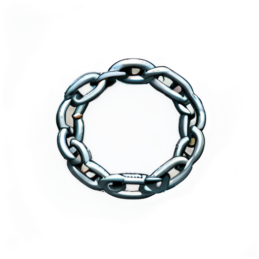 create a circle of chains. nothing on the inside of the circle, just a perfect circle of chains. At the top, one of the links is breaking, scattering pieces of chain. - icon | sticker