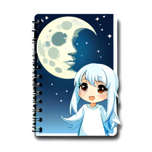 Notepad, moon on cover - icon | sticker