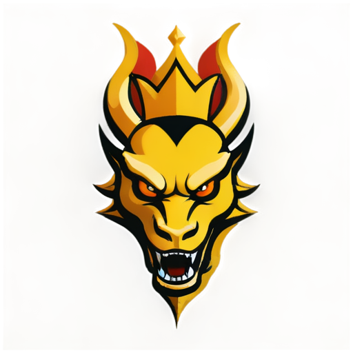 aggressive golden dragon head with a crown on its head, sports logo, esports team logo, vector logo - icon | sticker