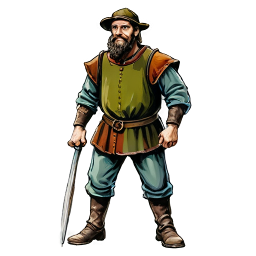 medieval woodman, paint style, - icon | sticker