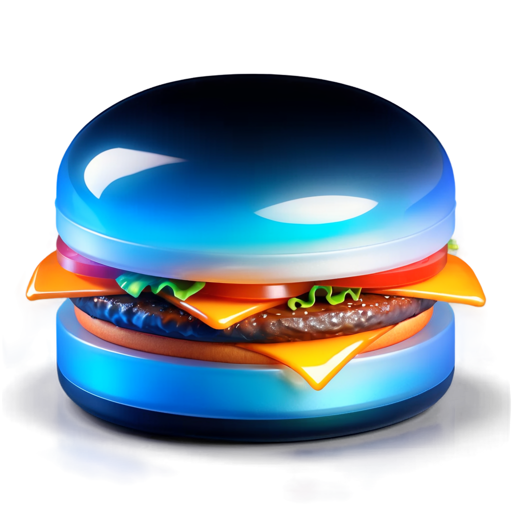 Cute,hamburger,food icon,orange,delicious 3dxc icon,front side, industrial design,Frosted glass texture,Bauhaus,fine lustre,studio lighting,gradient,translucent material, - icon | sticker