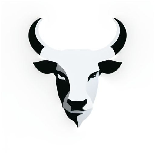 Head of a Zodiacal Taurus symbol with minimalist design style, using black and white color scheme and geometric shapes. The bull should be prominently featured with clean lines forming the Taurus constellation, and a modern feel. Avoid any distracting background elements to keep the focus on the bull itself. - icon | sticker