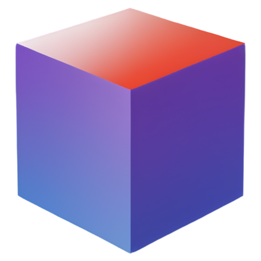 A colorful cube with a transparent texture. One vertex of the cube is in the center of the picture, making the entire graphic look like a regular hexagon. To be suitable for use as a software logo, the entire picture must be symmetrical. - icon | sticker