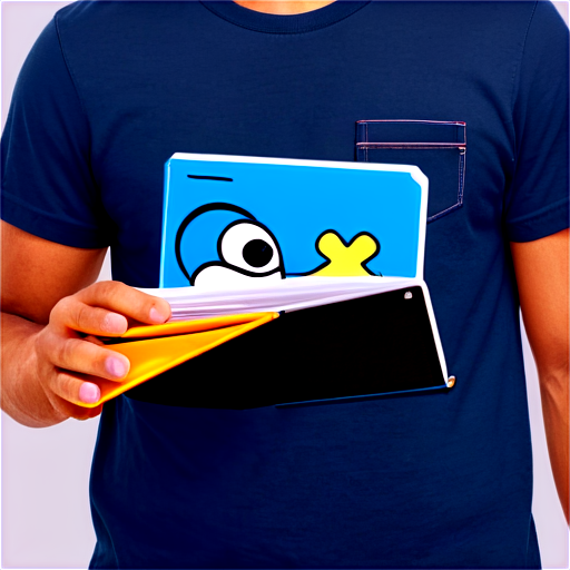 A shirt pocket close up with school textbook and other supplies sticking out if it Disney Pixar style - icon | sticker