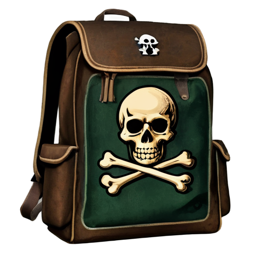 medieval backpack with skull and crossbones overlay - icon | sticker