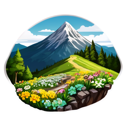 a flower mountain - icon | sticker