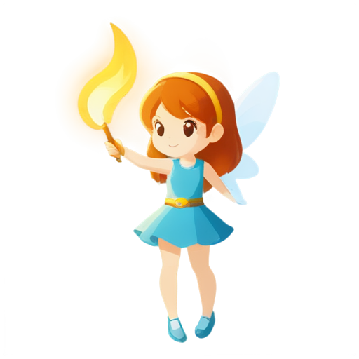 chibi fairy girl firing magic missile from her staff - icon | sticker