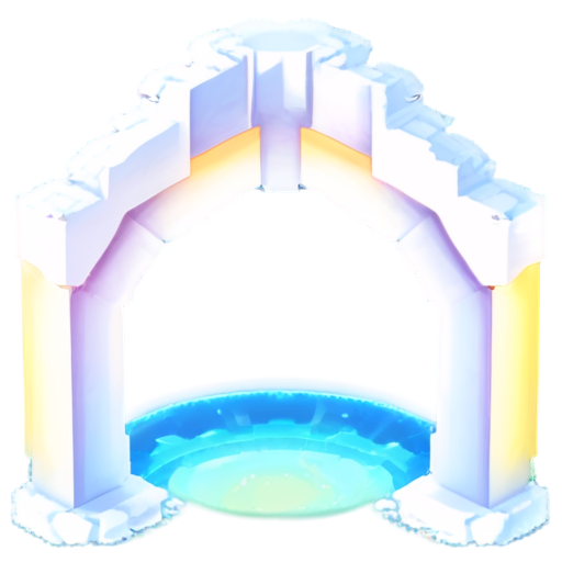 Icon for a plugin that allows creating temporary warp points, accessible for teleportation by all players. The central portal is surrounded by shimmering lines, symbolizing the magical and fleeting nature of this feature. The small player silhouettes around the portal emphasize that this warp is intended for shared use. MInecraft style - icon | sticker