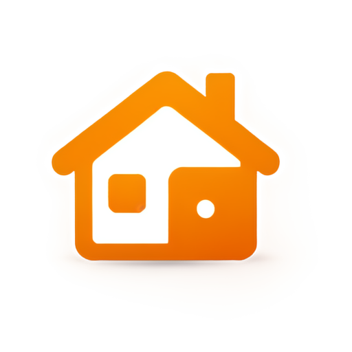 house icon with remote control in orange color - icon | sticker