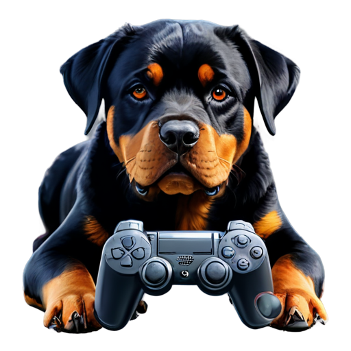 Rottweiler with game pad Sony PlayStation - icon | sticker