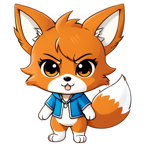 Angry anime chibi with little fox ears - icon | sticker