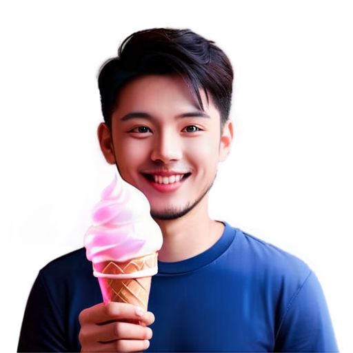 mascot with smiley face friendly Ice cream pink cream logo for streamer avatar male - icon | sticker