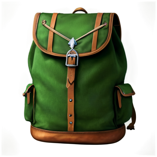 medieval backpack with green arrow coming out of it - icon | sticker