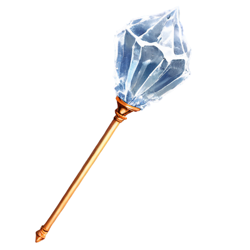 The coolest magic staff of the wizard is tilted 45 degrees covered in ice - icon | sticker