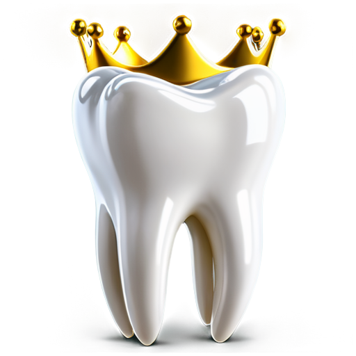 a white tooth with a golden crown - icon | sticker