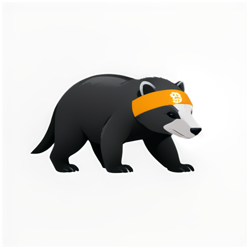 a honey badger with a bandage with a bitcoin badge on his head - icon | sticker