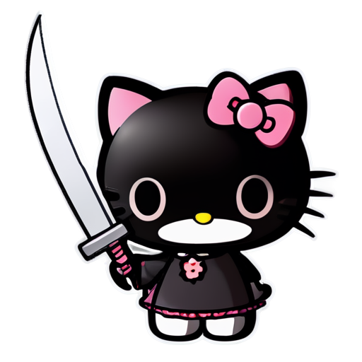 Kuromi from Hello Kitty with knife in right hand - icon | sticker