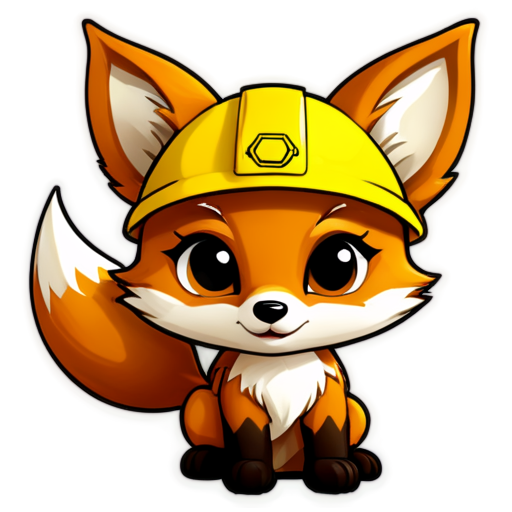 Fox with yellow helmet - icon | sticker