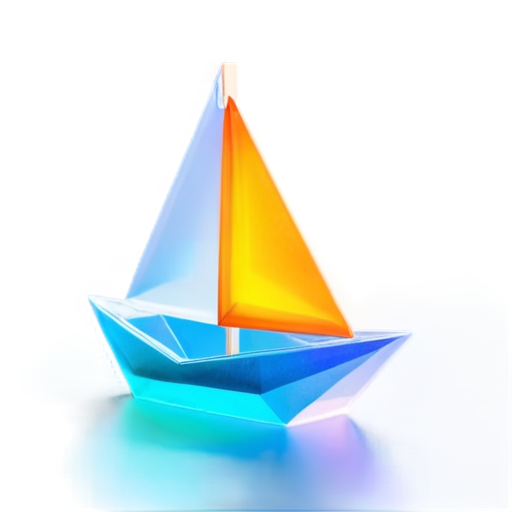 wooden origami boat - icon | sticker