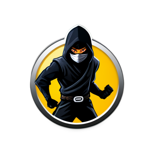 black, angry ninja logo, for a crypto token - icon | sticker