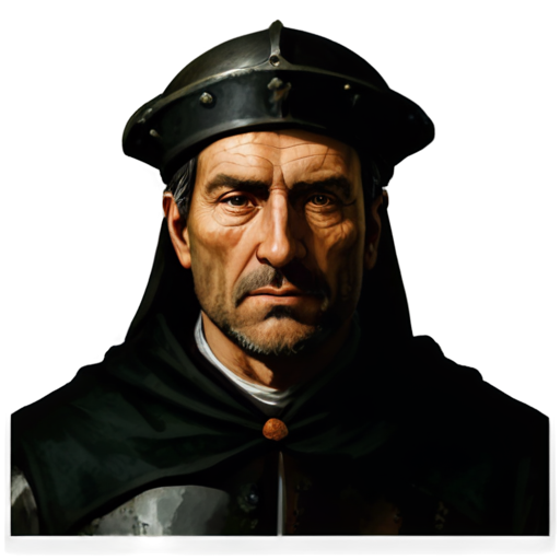 medieval headsman, paint style, coverehead - icon | sticker