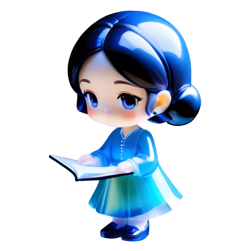 Jasmine in a blue dress and she is writing a letter - icon | sticker