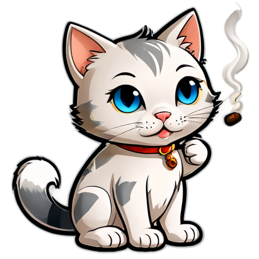 Cat smokes sigaret - icon | sticker
