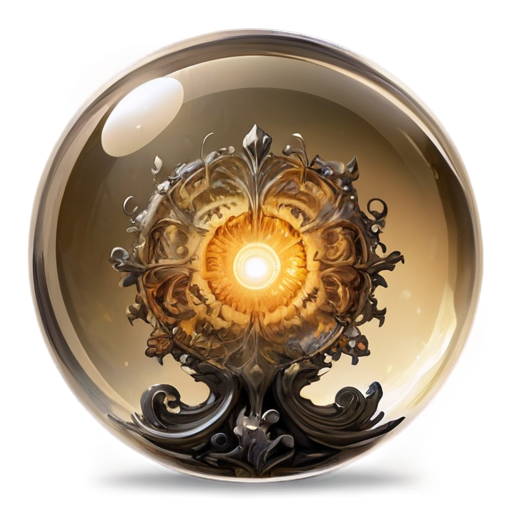 Illustration of a magical Portkey object, encased in a clear glass orb, with swirling mystical energy inside, subtle magical glow emanating from the Portkey, and intricate details on the glass surface, set against a neutral background. High-definition, fantasy-style art. - icon | sticker