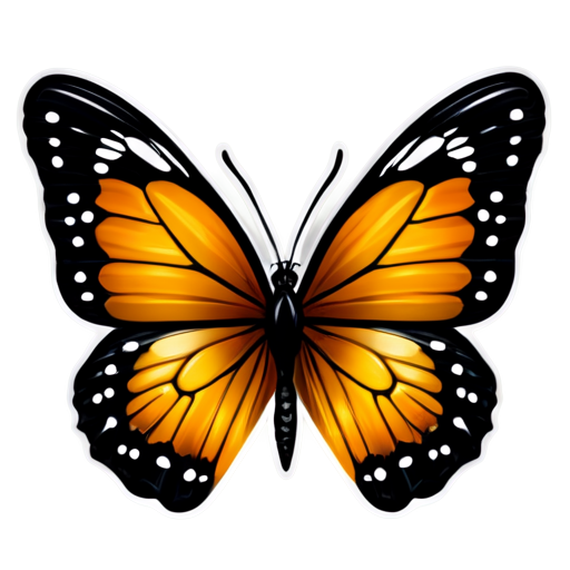 orange and black mahogany butterfly - icon | sticker