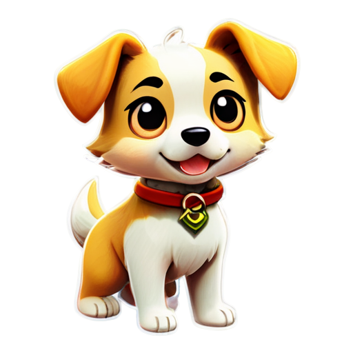 A white background picture featuring a cute cartoon-style dog with a breezy expression, reminiscent of the art style in Animal Crossing. - icon | sticker