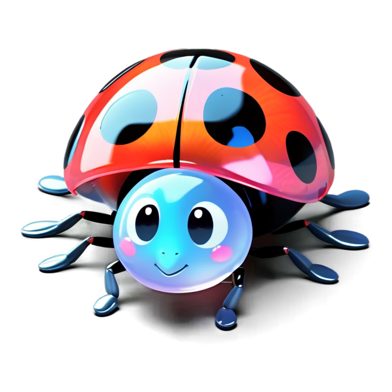 An adorable ladybug flamingo hybrid creature with flower petal-like feathers, hyperrealistic - icon | sticker