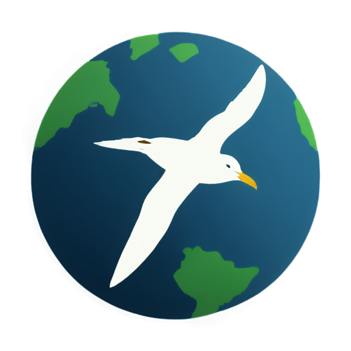 A freedom-loving seagull flies over the earth - icon | sticker