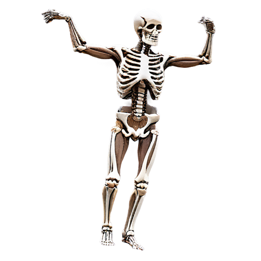 The photo shows a dancing man. All the clothes flew off his torso, then the skin flew off, and finally all the muscles and organs flew off in different directions, there were still clothes on his legs, this is a man dancing, this is a dancing skeleton - icon | sticker