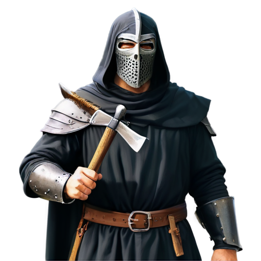 medieval executioner with axe and mask, paint style, - icon | sticker