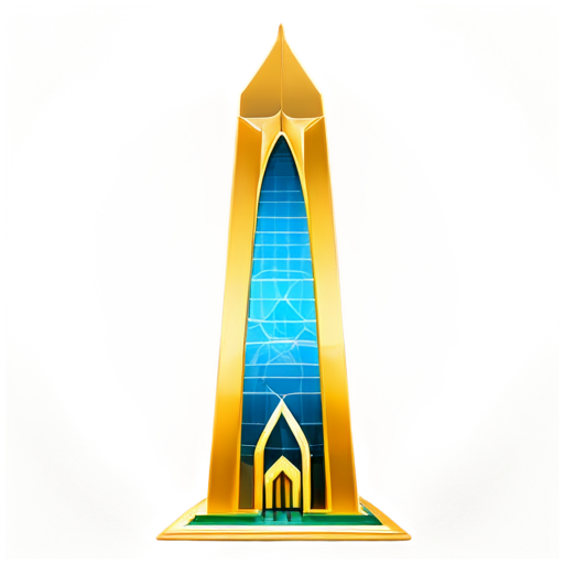 Kingdom tower riyadh vector 3D icon for mobile app gold color - icon | sticker