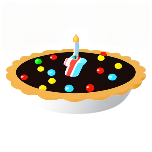 The pie is sprinkled with number-shaped candies and a pen is placed next to it - icon | sticker