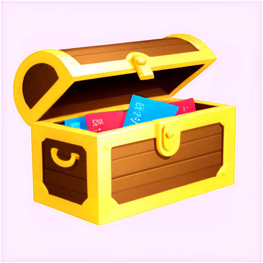 a treasure chest with cards in it - icon | sticker