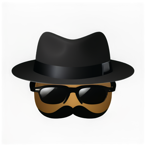 White background, black figures, hat, mustache, black glasses, outline of a man - icon | sticker