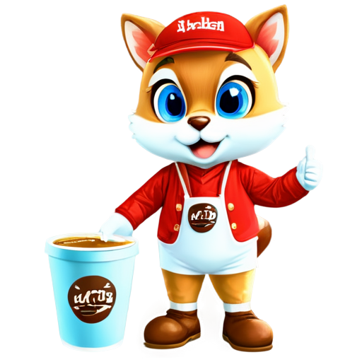 Buatkan mascot untuk cafe Dan Coffee shop dengan tema bahagia ngumpul bersama Teman, Keluarga, pacar, Dan Sahabat. Buatkan Dalam bentuk satu mascot hidup Yang menarik Dan unik, Yang didominasi Warna biru - icon | sticker