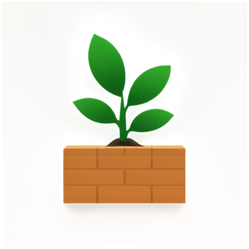 Create a 32x32 icon that shows a planted breaking through a brick wall - icon | sticker