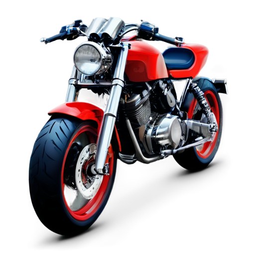 motorcycle in realistic techno punk style in red shades on a white background - icon | sticker