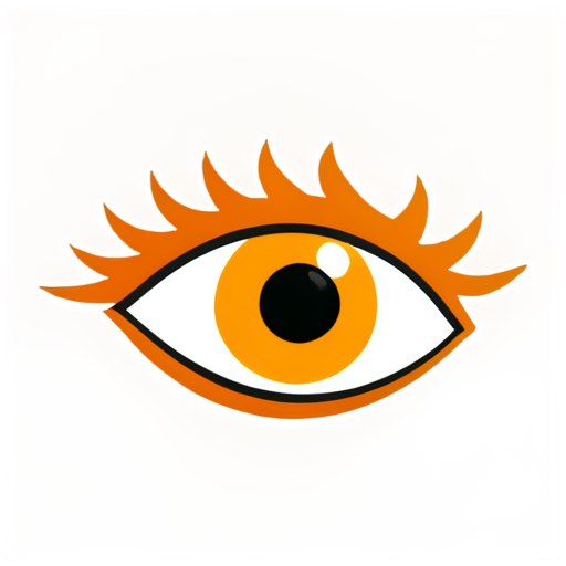 Eye with a fiery eyelashes - icon | sticker