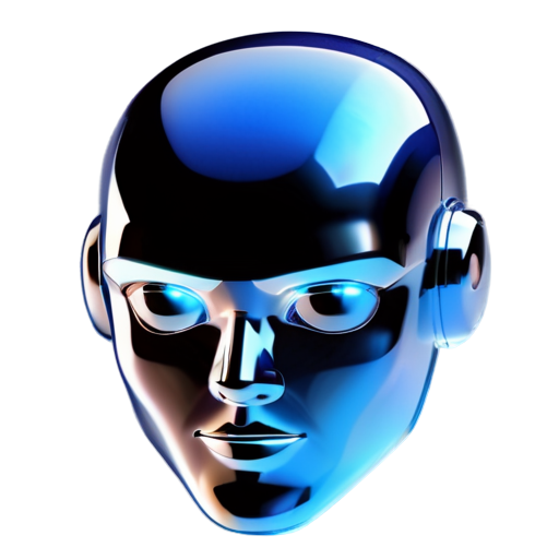 Schematic representation of the robot's head, Use neutral colors such as white, gray and blue for a professional and technical look, Include graphic elements such as lines or networks to symbolize data and technology. - icon | sticker