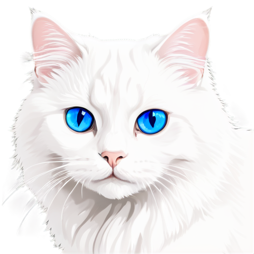 beautiful white Siberian cat with blue eyes, dark ears, dark tail, dark paw tips - icon | sticker