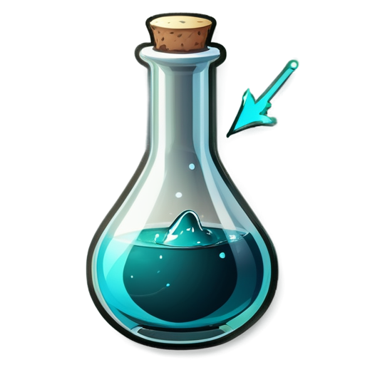 I need you to create a high-quality, visually appealing icon for a computer game. This icon will represent a potion that resets a user's cooldown. A clock or timer symbol being wound back or resetting. Arrows forming a circular motion around the vial, symbolizing reset or renewal. A sparkle or glow effect around the vial to indicate its powerful effect. - icon | sticker