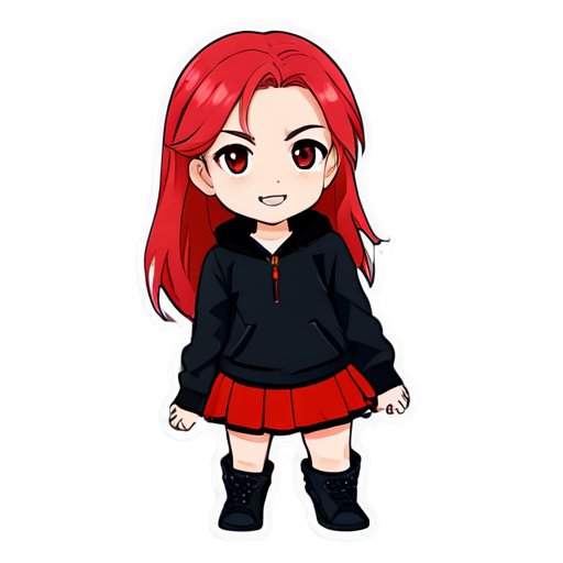 sticker with a girl with red hair and black clothes. Anime jojo style. - icon | sticker