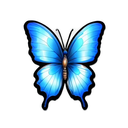 Blue butterfly - icon | sticker