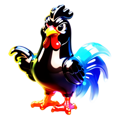 Dark rooster in military form - icon | sticker