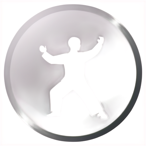 Make a LOGO: Two people form a Tai Chi pattern, with a play button faintly visible in the middle of the Tai Chi pattern. - icon | sticker