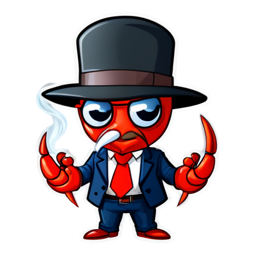 Lobster gangster smoke cigars - icon | sticker